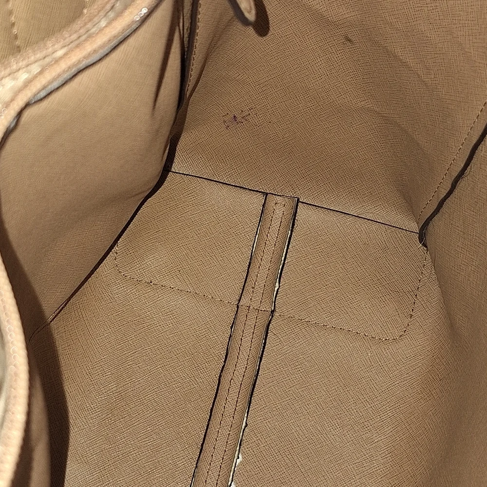 Michael Kors Mercer Brown Pebble Leather Tote Bag With Charm Large Crossbody GUC